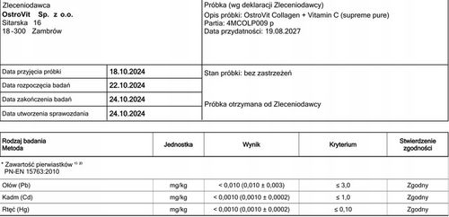 OstroVit Collagen + Vitamin C 400 G KOLAGEN Do Picia + Witamina C STAWY na Arena.pl