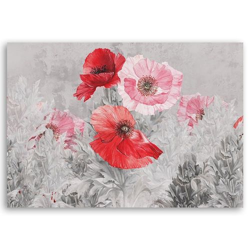 Emaga Obraz na płótnie, Czerwone maki na szarej łące - 60x40 na Arena.pl