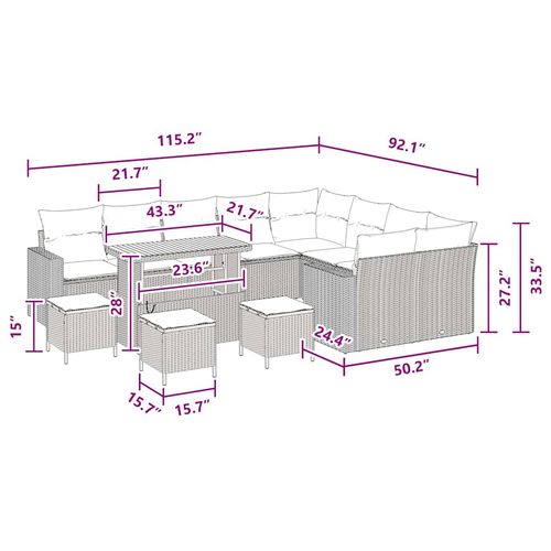 Zestaw Sof na Ogród 13 pcs Czarny polirattan na Arena.pl
