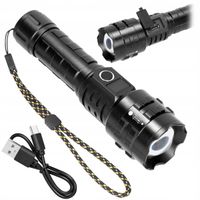 LATARKA TAKTYCZNA LED MOCNA 15W 1200lm AKUMULATOROWA USB-C ZOOM SURVIVALOWA
