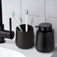 Dozownik do mydła Dyspenser Płynu Ceramiczny Stylowy Czarny Duży 300 ml