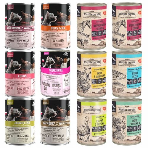 WIEJSKA ZAGRODA PET REPUBLIC Karma mokra dla psa MIX Smaków 12 x 400g na Arena.pl