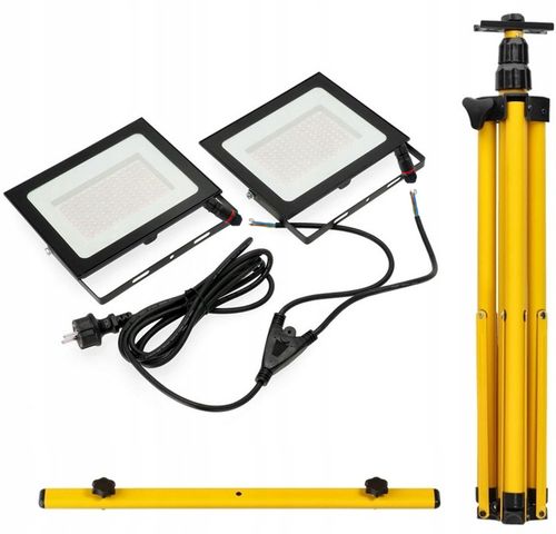 ZESTAW Statyw 1,6 m + Naświetlacz Halogen Budowlany 2x 50W LED 11000lm na Arena.pl