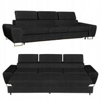 Sofa kanapa 3 os rozkładana z f. spania Bosso Family meble czarny welur