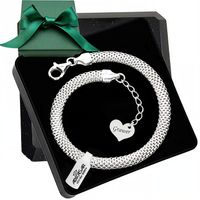 Elegancka srebrna bransoletka 925 tuba ażurowa serce z grawerem na