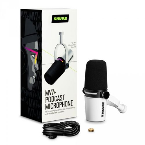 Mikrofon dynamiczny do podcastów Shure MV7 W XLR USB-C studyny Biały na Arena.pl