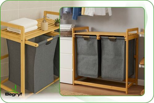 KOSZ na pranie BAMBUSOWY 2-komorowy EKO bielizna ŁAZIENKA worki na Arena.pl