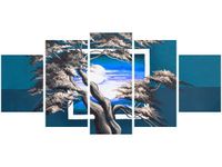 70CM 150CM OBRAZ 5 ELEM LAZUROWY ZACHÓD SŁOŃCA ŚCIENNY