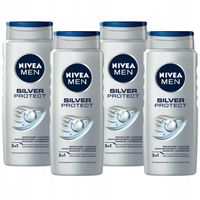 NIVEA MEN SILVER PROSTECT Żel pod prysznic do mycia męski zestaw 4 x 500ml
