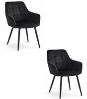 Krzesło tapicerowane czarne VARSI velvet nogi czarne podłokietniki x2