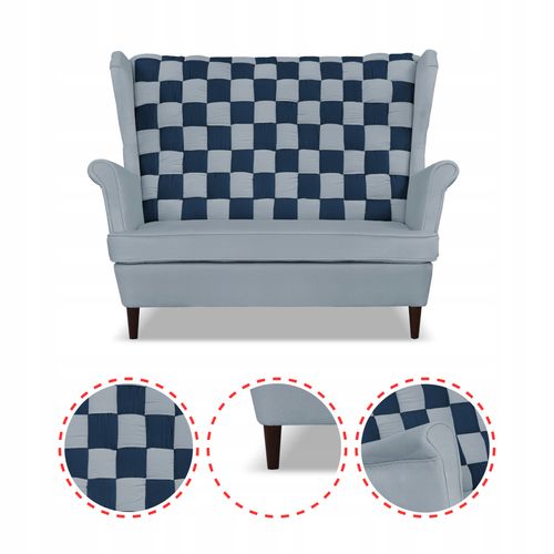 Zestaw uszak CAROL DUO sofa fotele Family Meble szaro - granatowy na Arena.pl