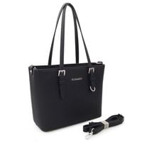 FLORA&CO torebka damska sztywna mała z paskiem trapez V404 czarna