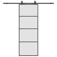 Drzwi przesuwne z zestawem okuć czarne 76x205 cm ESG szkło