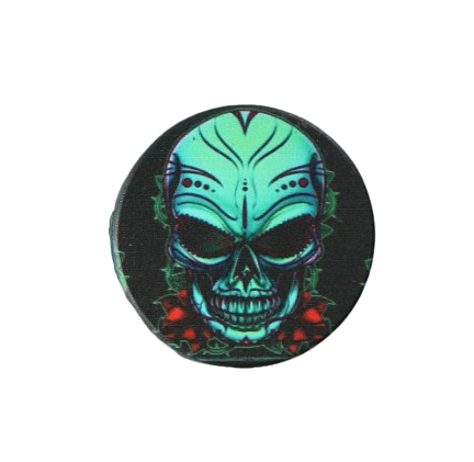 Metalowy Młynek do Tytoniu Suszu Czarny z Szczerzącą się Zieloną Czachą na Arena.pl