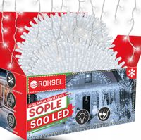LAMPKI SOPLE 500 LED ZEWNĘTRZNE BIAŁE ZIMNE 25m GIRLANDA IP44 EFEKT FLASH