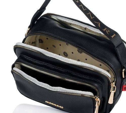 MONNARI Torebka na ramię LISTONOSZKA Pojemna DWUKOMOROWA PASEK LOGO PREMIUM na Arena.pl