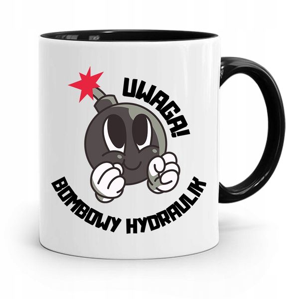 Kubek Czarny Prezent Dla Hydraulika Bombowy Z Nadrukiem Ze Zdjęciem zdjęcie 1