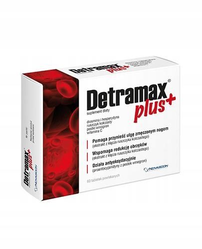 DETRAMAX PLUS WSPOMAGA REDUKCJĘ OBRZĘKÓW 60 TABLETEK zdjęcie 2