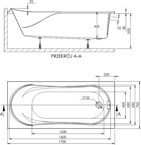 Wanna prostokątna 170x75 polski produkt z plyty akrylowej Lucite biała na Arena.pl