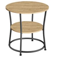 Stolik kawowy okrągły loft fi54 cm dąb artisan czarny metal