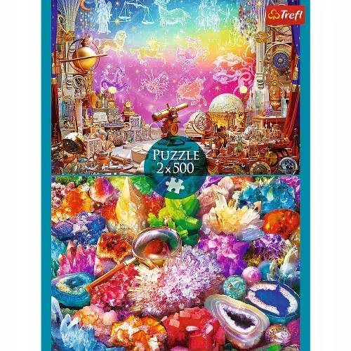 Puzzle 2 x 500 elementów. Kosmos i kryształy na Arena.pl