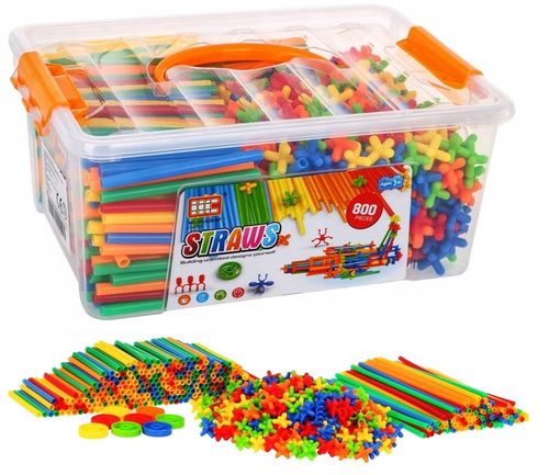 Klocki Konstrukcyjne Słomki Patyczki do Budowania Zestaw XL 800 elementów na Arena.pl