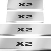 Listwa progowa BMW X2 F39 Stal nierdzewna 304 połysk z czarnymi literami