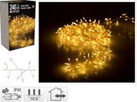 Lampki choinkowe 240 LED biały ciepły 2,4 metra CLUSTER RYŻ SREBRNY DRUCIK