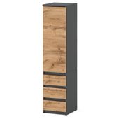 Szafa nowoczesna do salonu nowoczesna wąska 40cm 3 szuflady szary dąb wotan