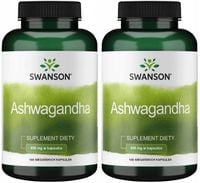 SWANSON ASHWAGANDHA 450mg Żeń-szeń PAMIĘĆ 2 op. 200 kaps STRES skóra SEN