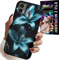ETUI DO MOTOROLA EDGE 30 NEO - TURKUSOWE LILIE KWIATY OBUDOWA + FOLIA