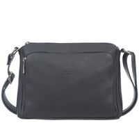 VERA PELLE torebka skórzana listonoszka z paskiem V535 c.szara