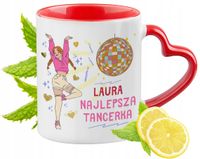 Kubek Czerwony Z Uszkiem W Kształcie Serca Dla Laury Na Prezent