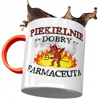 Kubek Pomarańczowy Dla Farmaceuty Piekielnie Dobry Z Nadrukiem Ze Zdjęciem