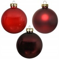 Szklane Czerwone Bordowe Bombki Choinkowe 6 cm 49szt. MIX