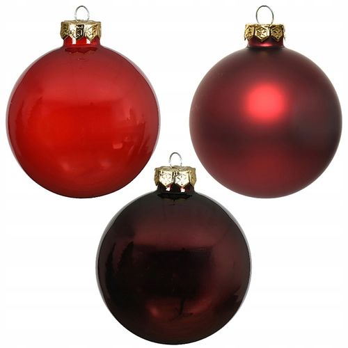 Szklane Czerwone Bordowe Bombki Choinkowe 6 cm 49szt. MIX na Arena.pl