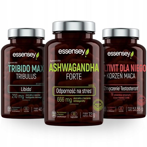 ZESTAW KONCENTRACJA TESTOSTERON ENERGIA Ashwagandha Tribulus Witaminy Maca zdjęcie 2