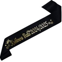 Królowa Balu 2024/2025 - czarna szarfa ze złotym nadrukiem