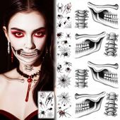 Tatuaże na twarz na Halloween zestaw 9 arkuszy pajęczyny czaszka usta