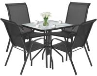 Stół kwadrat ISLAND 70cm + 4x Krzesło SOFIA ciemny szary