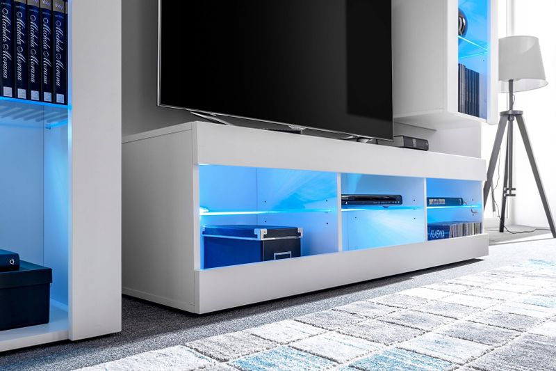 Meblościanka Czarny/Dąb Wotan LED RGB Meble RTV – Zestaw Mebli zdjęcie 3