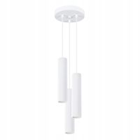 Lampa wisząca biała okrągła 3 karbowane tuby 30 cm nad stół wyspę Sollux