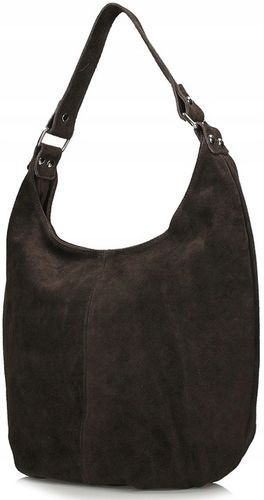 Torebka CZEKOLADOWA zamszowa WOREK Vera Pelle SKÓRA ZAMSZ NATURALNY na Arena.pl