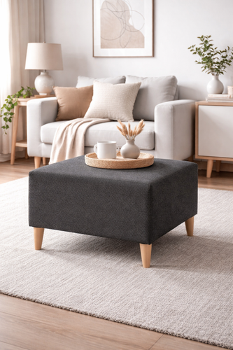 Pufa kwadratowa podnóżek do fotela salonu 51x51x40 czarna REN na Arena.pl