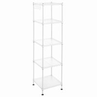 Regał łazienkowy stalowy biały 5 półek 30x30x123 cm z organizerem