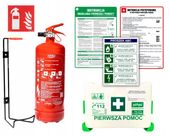 Zestaw do 100m2 gaśnica apteczka instrukcja znak