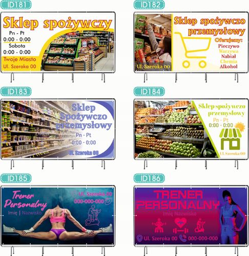 BANER REKLAMOWY 300x150 cm różne wzory projekt w cenie PUNKT WYMIANY BUTLI na Arena.pl