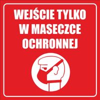 NAKLEJKA Informacyjna Wejście maska ochronna
