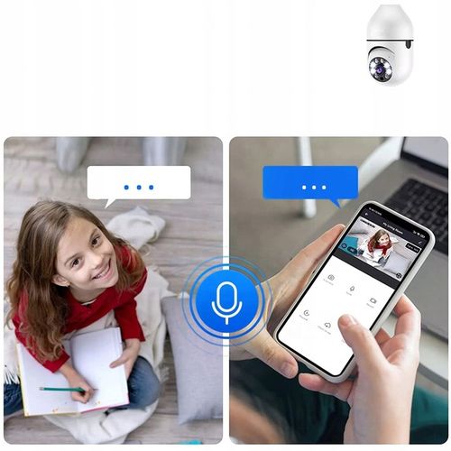 Kamera Obrotowa Panoramiczna 360 Zamiast Żarówki Nagrywanie Nocne Wi-FI IP na Arena.pl