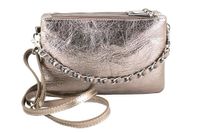 Modna włoska listonoszka skórzana - Złoty ciemny